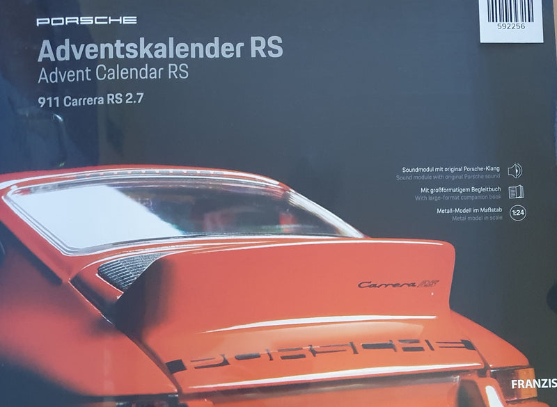 Porsche 911 Carrera RS 2.7 Adventskalender, Metall Modellbausatz im Maßstab 1:24